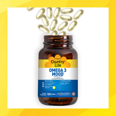 Country Life Omega 3 Mood 2000Mg Fish Oil With Epa & Dha 180 Softgels Certified Gluten Free