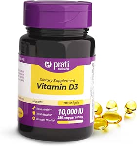 Prati Donaduzzi Vitamin D3 10000 Iu (250 Mcg) Softgels 100 Daily Supply Maximum Potency Vitamin D Supplement For Bone And Teeth Support
