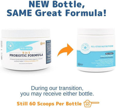 5-In-1 Bio-Heal Probiotic For Kid, Men & Women (Powder) - Best Supplement For Brain Function, Gut Health & Constipation - Shelf Stable & Fortified With Vitamins, Minerals & Prebiotics