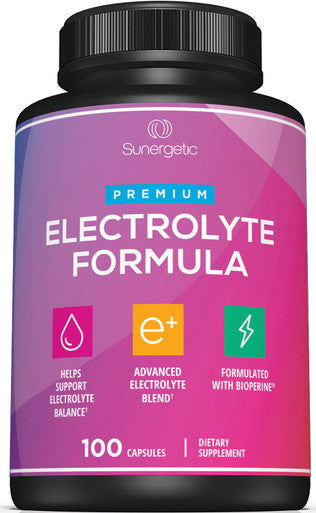 Sunergetic Premium Electrolyte Capsules Support for Keto Low Carb Rehydration and Recovery Electrolyte Replacement Tablets Includes Electrolyte Salts Magnesium Sodium Potassium 100 Capsules