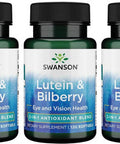 Swanson Standardized Lutein '&' Bilberry - Natural Supplement Promoting Eye Sight '&' Eye Health - Formula to Help Reduce Eye Fatigue '&' Strain - (120 Softgels) 3 Pack