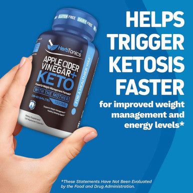 Herbtonics Apple Cider Vinegar Capsules With The Mother Plus Keto Bhb - For Women & Men - Energy & Focus - 240 Vegan Pills