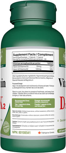 VORST Vitamin D3 1000IU + Vitamin K2 120mcg 120 Vegan Capsules | Super Supplement for Healthy Bones & Teeth | 1 Bottle