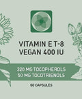 Vitamin E All 8 Tocopherols + Tocotrienols 400 IU Vegan Alpha Tocopherol/Tocotrienol + Beta Tocopherol/Tocotrienol + Gamma Tocopherol/Tocotrienol + Delta Tocopherol/Tocotrienol (180)