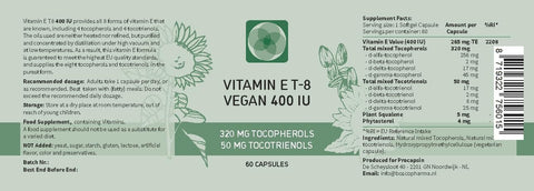 Vitamin E All 8 Tocopherols + Tocotrienols 400 IU Vegan Alpha Tocopherol/Tocotrienol + Beta Tocopherol/Tocotrienol + Gamma Tocopherol/Tocotrienol + Delta Tocopherol/Tocotrienol (180)