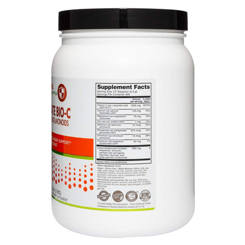 NutriBiotic Ascorbate BioC Effervescent Vitamin C Powder With Lemon Bioflavonoids and Minerals Calcium Magnesium Zinc Selenium and More Bioavailable Antioxidant and Collagen Support Vegan 16 Oz