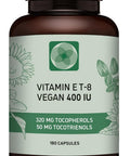 Vitamin E All 8 Tocopherols + Tocotrienols 400 IU Vegan Alpha Tocopherol/Tocotrienol + Beta Tocopherol/Tocotrienol + Gamma Tocopherol/Tocotrienol + Delta Tocopherol/Tocotrienol (180)