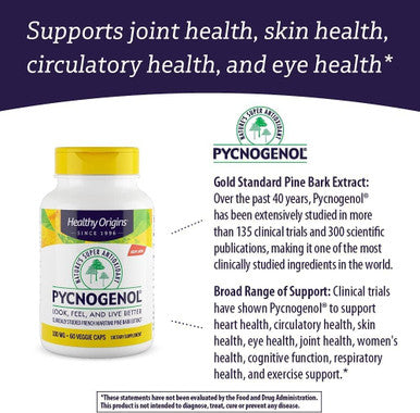 Healthy Origins Pycnogenol (Nature's Super Antioxidant) 100 mg, 120 Count