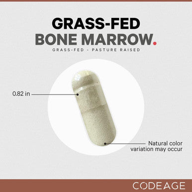 Codeage Grass Fed Bone Marrow Supplement ze Dried Non Defatted and Desiccated Beef Bone Marrow Pills Raw Whole Bone Marrow Bone Matrix Cartilage 3000mg per Serving 180 Capsules