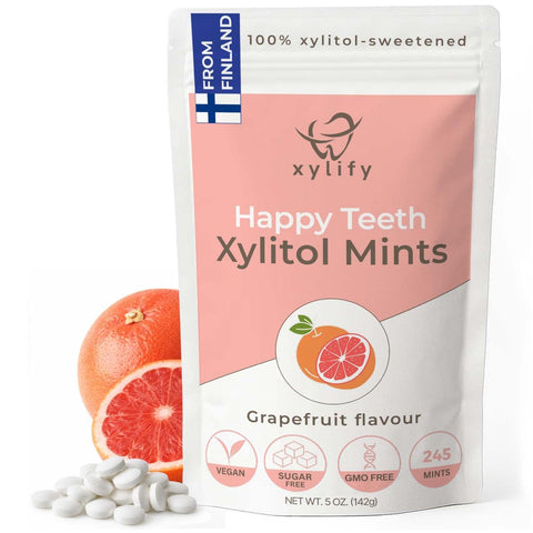 Xylitol Mints for Oral Care - Apple flavor, with Xylitol and Erythritol, Sugar Free Candy, Happy Teeth dental mints from Finland, 5 oz - 265 mints