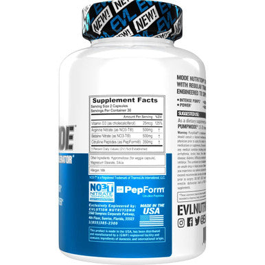 Evlution Pumpmode Nitric Oxide Pills for Men Nutrition Nitric Oxide Supplement with Arginine and Citrulline for Maximum and Performance - Vegan Stim Free Pre Workout Supplement