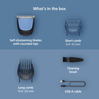 Norelco Philips 100% Waterproof Beard Trimmer 3000 Series With Self-Sharpening Blades 40 Adjustable Beard Trimmer Length Settings & Two Lift&Trim Combs Usb Charging Bt3620/40