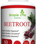 Organic Beet Root Powder Capsules - Nitric Oxide Booster For Men & Women - Organic Non-Gmo Gluten Vegan Beets - 60Ct