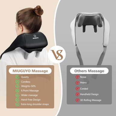 Neck Massager For Pain Relief Deep Tissue Adjustable Massage Speed Heat Cordless Shiatsu Neck Back Massager Pillow For Neck, Traps, Back Christmas Gifts For Mother Women Men (Black)