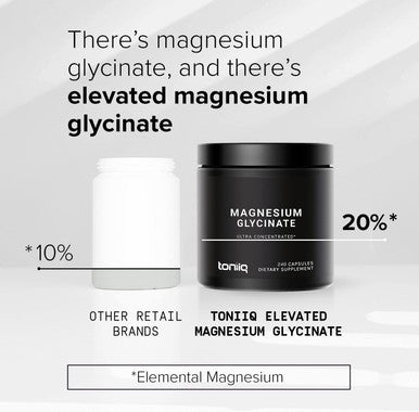 3,000mg Ultra High Strength Magnesium Glycinate - 20% Purified to Contain 600mg of Elemental Magnesium - Chelated and Highly Bioavailable - 240 Veggie Capsules