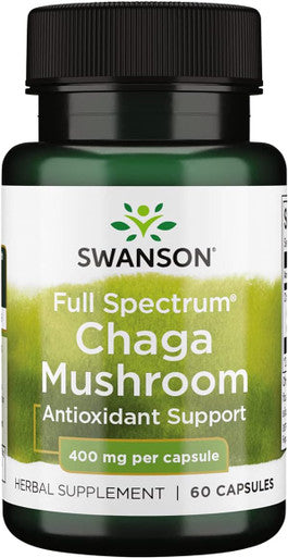 Swanson Full Spectrum Chaga Mushroom Antioxidant Immune Support 400 Milligrams 60 Capsules