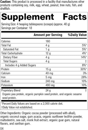Standard Process Veg-E Complete Pro Chocolate - Whole Food Nail Health, Hair Health And Skin Health With Pumpkin Seed Protein Pow