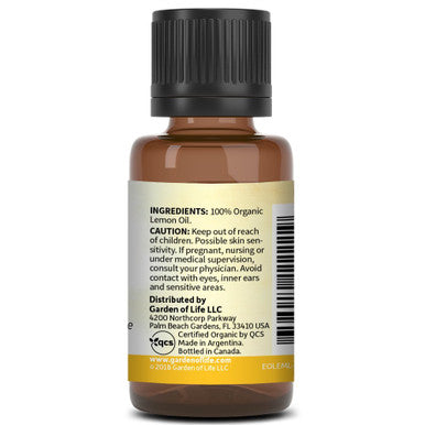 Garden of Life Essential Oil Lemon Usda Organic 0.5 Fl Oz