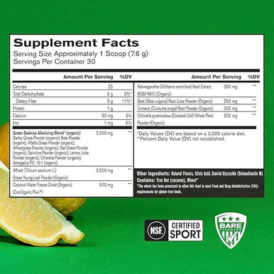 Bare Performance Nutrition Bpn Strong Greens (Lemon) & Reds (Strawberry) Superfood Bundle