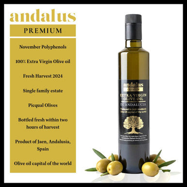 Andalus-Extra Virgin Olive Oil Cold Pressed Spanish EVOO from Andaluc a Harvested from Centuries-Old Groves Premium Single Estate November Polyphenols 500ml
