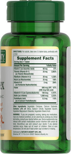 Nature'S Bounty Super B Complex With Vitamin C & Folic Acid Immune & Energy Support 150 Tablets - Pack Of 2