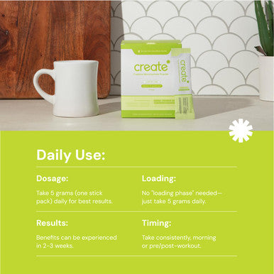 Create Single Serve Creatine Monohydrate Powder 5g Creapure Creatine | Redefining Strength Energy & Recovery | Sugar-Free Vegan Non-GMO | Lemon/Lime | 30 Packets