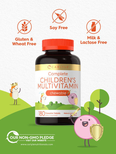 Carlyle Children's Multivitamin | 180 Chewables | Berry Flavor Tablets | Non-GMO, Gluten Free Kids Supplement