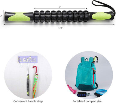 Muscle Roller Stick, Sportneer Body Massage Stick Tools,Calf Roller, Back Leg Massager For Athletes Relief Muscle Soreness, Cramping And Tightness,Soothing Cramps (Black- Version)