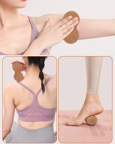 Kitwild Cork Peanut Massage Ball, Peanut Double Lacrosse Massage Ball For Deep Tissue Muscle Massage, Myofascial Release, Muscle Knots, And Yoga Therapy