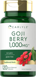 Carlyle Goji Berry 1000mg | 120 Capsules | Concentrated Extract from Wolfberry Plant | Non-GMO Gluten