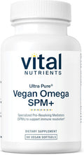 Vital Nutrients Ultra Pure Vegan Omega SPM+ | Vegan Specialized Pro-Resolving Mediators (SPM) Omega-3 Supplement | Minor Joint Discomfort Relief | Gluten Dairy Soy Non-GMO | 90 Mini Softgels