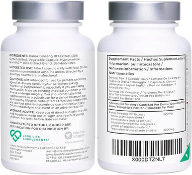 Love Life Supplements Panax Ginseng - 120 capsules