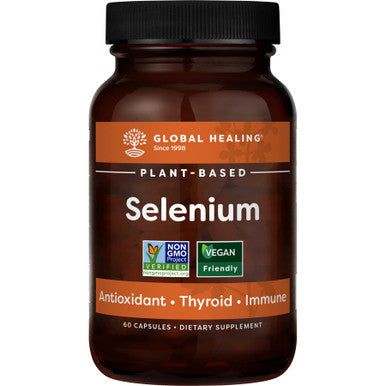 Global Healing Selenium and Zinc Kit - Organic Liquid Supplement Drops for Skin Health, Normal Cell Growth & Vegan Antioxidants to Support Thyroid and Immune System Booster - 2 Fl Oz, 60 Capsules