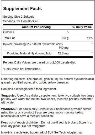 Swanson Injuv - Supports Natural Skin Moisture Retention - (90 Softgels 140mg Each)