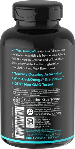 Total Omega3 Fish Oil from Wild Sockeye Salmon Alaskan Pollock Antarctic Krill Oil Astaxanthin Phospholipids Wax Esters for Better Absorption 960mg of EPA DHA Fatty Acids 120 Softgels