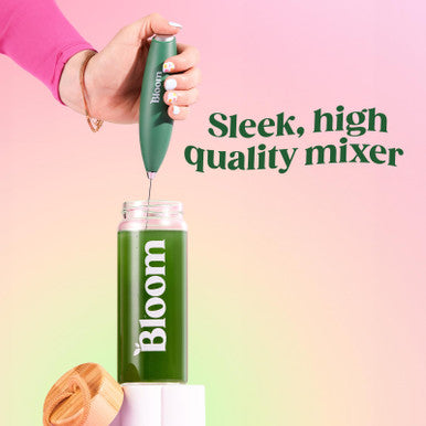 Bloom Nutrition Superfood Greens Powder Digestive Enzymes with Probiotics and Prebiotics Gut Health Bloating Relief Mango + Milk Frother High Powered Hand Mixer
