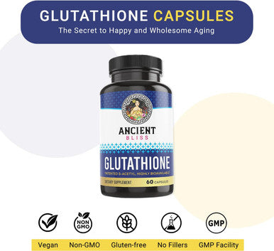 Ancient Bliss S-Acetyl Glutathione Supplement Cellular Antioxidant & Immune Support Supplement, Joint Support Supplement For Men & Women (60 Capsules)