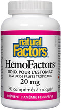 Natural Factors HemoFactor Iron 20mg 60 Chewable Tablets