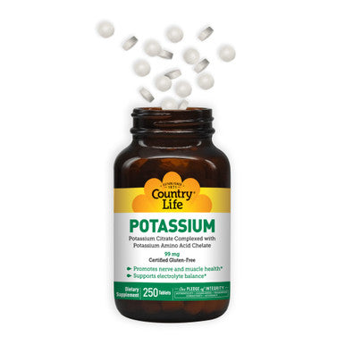 Country Life Potassium 99Mg 250 Tablets Certified Gluten Free