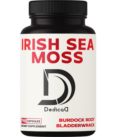 Dedicad 2400Mg Organic Irish Sea Moss Capsules Combined With Burdock & Bladderwrack - Seamoss Pills Support For Digestive Health