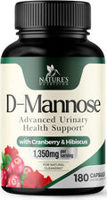 Nature'S Nutrition D-Mannose & Cranberry Extract 1350mg Advanced Formula Fast-Acting Natural Urinary Tract Health Support for Women & Men Flush Impurities in Urinary Tract & Bladder Non-GMO Vegan - 180 Capsules