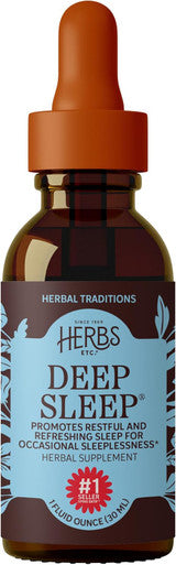 Herbs Etc. Deep Sleep Classic Liquid Extract Holistic Rest Supplement for Restful Sleep Chamomile Lemon Balm