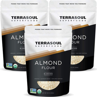 Terrasoul Superfoods Organic Almond Flour 3 Lbs (Pack of 3) - Fine Texture | Grain- | Gluten- | Perfect for Keto Baking