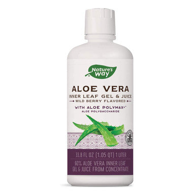 Nature'S Way Premium Aloe Vera Inner Leaf Gel & Juice 99% Purified, Wild Berry Flavored, 33.8 Fl Oz. 2-Pack(Packaging May Vary)