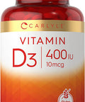 Carlyle Vitamin D3 | 400iu (10mcg) | 400 Tablets | Value Size | Vegetarian, Non-GMO, and Gluten Free Formula | Vitamin D Supplement