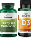 Swanson Immune Health Bundle: Olive Leaf - Turkey Tail Mushroom - Vitamin D3 - Vitamin C w/Rose HIPS