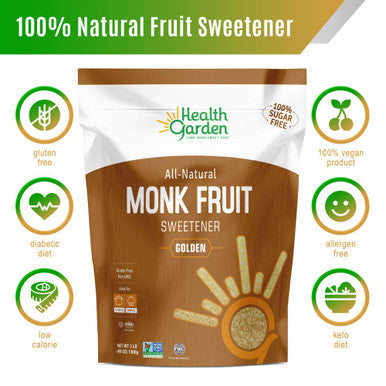 Health Garden Monk Fruit Sweetener Golden- Non Gmo - Gluten - Sugar Substitute - her - Keto Friendly (3 Lbs) (9505)