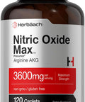 Horbaach Nitric Oxide Max 3600Mg | 120 Caplets | With Arginine Aakg For Men And Women | Vegetarian Non-Gmo & Gluten Free Pre Workout Supplement