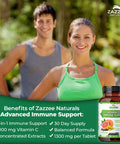 Zazzee Advanced Immune Support, 1300 mg per Tablet, 30 Day Supply, with 1000 mg Vitamin C, Zinc, 1000 mg Strength Echinacea, 1000 mg Strength Elderberry and 200 mg Strength Goldenseal, All-Natural