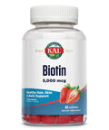 KAL Biotin Gummies 5,000 mcg | Healthy Hair Skin and Nail Support | Vegetarian | Strawberry | 60ct, 30 Serv.
